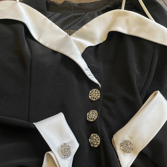 Elegant sexy bling, black-and-white tuxedo, dress, two piece - Picture 1 of 5